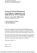 Cover page: Lessons in Network Management: Cross-Industry Comparisons and Implications for ITS Development