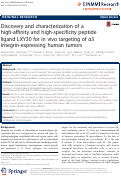 Cover page: Discovery and characterization of a high-affinity and high-specificity peptide ligand LXY30 for in vivo targeting of α3 integrin-expressing human tumors