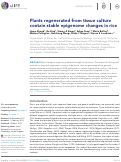 Cover page: Plants regenerated from tissue culture contain stable epigenome changes in rice