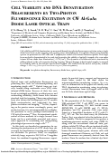 Cover page: Cell Viability and DNA Denaturation Measurements by Two-Photon Fluorescence Excitation in CW Al:GaAs Diode Laser Optical Traps.
