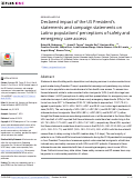 Cover page: Declared impact of the US President’s statements and campaign statements on Latino populations’ perceptions of safety and emergency care access