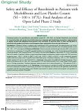 Cover page: Safety and Efficacy of Ruxolitinib in Patients with Myelofibrosis and Low Platelet Counts (50 – 100 × 109/L): Final Analysis of an Open-Label Phase 2 Study