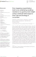 Cover page: Fine mapping a quantitative trait locus underlying seedling resistance to gummy stem blight using a residual heterozygous lines-derived strategy in cucumber