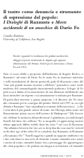 Cover page: Il teatro come denuncia e strumento di espressione del popolo: " I Dialoghi" di Ruzzante e "Morte accidentale di un anarchico" di Dario Fo