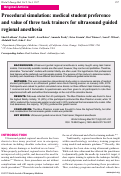 Cover page: Procedural simulation: medical student preference and value of three task trainers for ultrasound guided regional anesthesia.