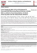 Cover page: Lower Quadriceps Rate of Force Development Is Associated With Worsening Physical Function in Adults With or at Risk for Knee Osteoarthritis: 36-Month Follow-Up Data From the Osteoarthritis Initiative