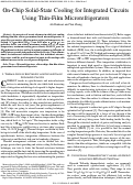 Cover page: On-chip solid-state cooling for integrated circuits using thin-film microrefrigerators
