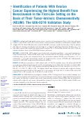 Cover page: Identification of Patients With Ovarian Cancer Experiencing the Highest Benefit From Bevacizumab in the First-Line Setting on the Basis of Their Tumor-Intrinsic Chemosensitivity (KELIM): The GOG-0218 Validation Study