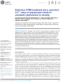 Cover page: Defective STIM-mediated store operated Ca2+ entry in hepatocytes leads to metabolic dysfunction in obesity.