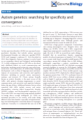 Cover page: Autism genetics: searching for specificity and convergence