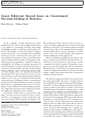 Cover page: Guest Editorial: Special issue on constrained decision-making in robotics