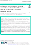 Cover page: Differences in gram-positive bacterial colonization and antimicrobial resistance among children in a high income inequality setting