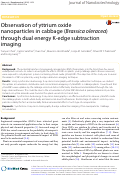 Cover page: Observation of yttrium oxide nanoparticles in cabbage (Brassica oleracea) through dual energy K-edge subtraction imaging