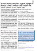 Cover page: Modeling between-population variation in COVID-19 dynamics in Hubei, Lombardy, and New York City