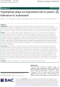 Cover page: Tryptophan plays an important role in yeast’s tolerance to isobutanol