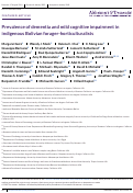 Cover page: Prevalence of dementia and mild cognitive impairment in indigenous Bolivian forager‐horticulturalists