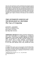 Cover page: The Interests Served B Y Technological Reform