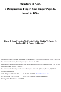 Cover page: Structure of Aart, a designed six-finger zinc finger peptide, bound to DNA