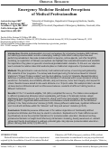 Cover page: Emergency Medicine Resident Perceptions of Medical Professionalism