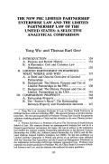 Cover page: The New PRC Limited Partnership Enterprise Law and the Limited Partnership Law of The United States: A Selective Analytical Comparison