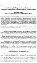 Cover page: Uncloaking the Magician: Contributions of Comparative Psychology to Understanding Animal Training