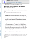 Cover page: Rehabilitation Therapy Doses Are Low After Stroke and Predicted by Clinical Factors.