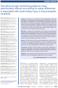 Cover page: Tacrolimus trough monitoring guided by mass spectrometry without accounting for assay differences is associated with acute kidney injury in lung transplant recipients.