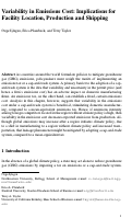 Cover page: Variability in Emissions Cost: Implications for Facility Location, Production and Shipping