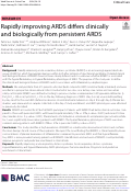 Cover page: Rapidly improving ARDS differs clinically and biologically from persistent ARDS.