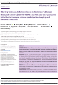 Cover page: INviting Veterans InTo Enrollment in Alzheimer's Disease Research Centers (INVITE‐ADRC): An NIA and VA–sponsored initiative to increase veteran participation in aging and dementia research