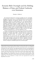 Cover page: Systemic Risk Oversight and the Shifting Balance of State and Federal Authority over Insurance