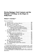 Cover page: <em>Boxing</em> Basinger: Oral Contracts and the Manager's Privilege on the Ropes in Hollywood*