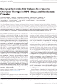 Cover page: Neonatal Systemic AAV Induces Tolerance to CNS Gene Therapy in MPS I Dogs and Nonhuman Primates