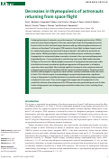 Cover page: Decreases in thymopoiesis of astronauts returning from space flight