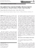 Cover page: The Landmark Series: Intraductal Papillary Mucinous Neoplasms of the Pancreas—From Prevalence to Early Cancer Detection