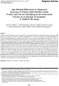 Cover page: Age-Related Differences in Diagnostic Accuracy of Plasma Glial Fibrillary Acidic Protein and Tau for Identifying Acute Intracranial Trauma on Computed Tomography: A TRACK-TBI Study.