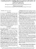 Cover page: Competing perspectives on building ethical AI: psychological, philosophical, and computational approaches