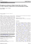 Cover page: Phosphorus in sediments of high-elevation lakes in the Sierra Nevada (California): implications for internal phosphorus loading