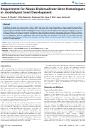 Cover page: Requirement for Abasic Endonuclease Gene Homologues in Arabidopsis Seed Development