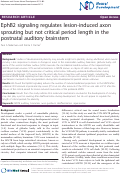 Cover page: EphB2 signaling regulates lesion-induced axon sprouting but not critical period length in the postnatal auditory brainstem