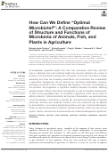 Cover page: How Can We Define “Optimal Microbiota?”: A Comparative Review of Structure and Functions of Microbiota of Animals, Fish, and Plants in Agriculture