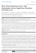 Cover page: Early Clinical Experience with a New Hydrophobic Acrylic Single-Piece Monofocal Intraocular Lens.