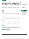 Cover page: Experience of Community Neurologists Providing Care for Patients With Neurodegenerative Illness During the COVID-19 Pandemic.