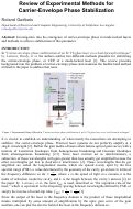 Cover page: Review of Experimental Methods for Carrier-Envelope Phase Stabilization