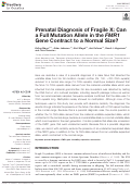 Cover page: Prenatal Diagnosis of Fragile X: Can a Full Mutation Allele in the FMR1 Gene Contract to a Normal Size?