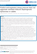 Cover page: Positive end-expiratory airway pressure does not aggravate ventilator-induced diaphragmatic dysfunction in rabbits