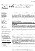 Cover page: Treatment of fragile X-associated tremor ataxia syndrome (FXTAS) and related neurological problems