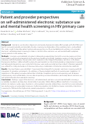 Cover page: Patient and provider perspectives on self-administered electronic substance use and mental health screening in HIV primary care.