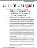 Cover page: Targeting EZH2-mediated methylation of H3K27 inhibits proliferation and migration of Synovial Sarcoma in vitro