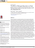 Cover page: The Effect of Nitrogen Deposition on Plant Performance and Community Structure: Is It Life Stage Specific?